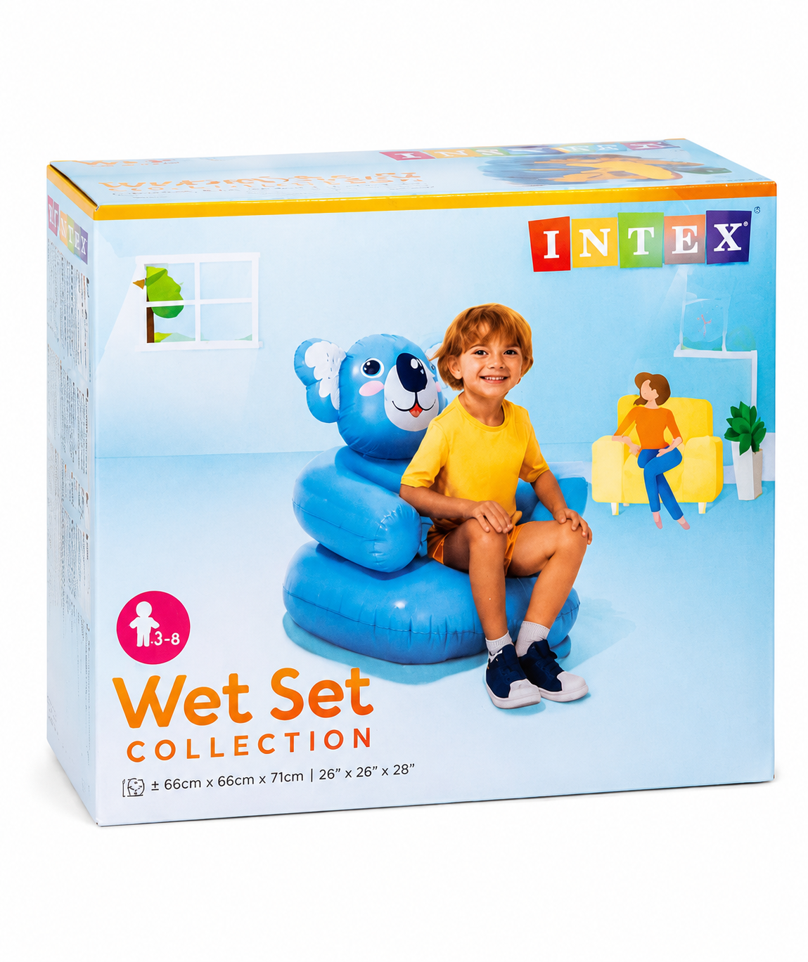 INTEX Kids Inflatable Bear Chair | Wet Set Collection | Soft Air Sofa Seat for Children (3–8 Years)