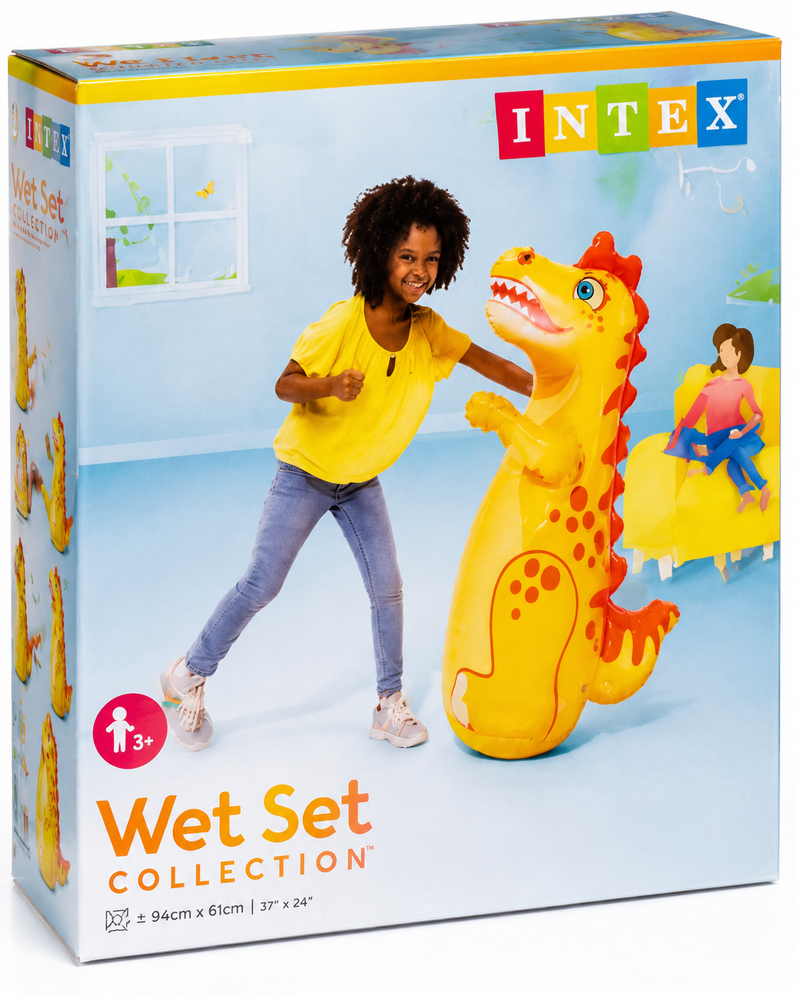 INTEX Inflatable Dinosaur Bop Bag for Kids | Self-Standing Punching Toy | Wet Set Collection | Ages 3+